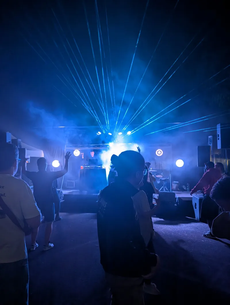 Lasers au-dessus du public devant la scène - photo Alexandre Audebeau