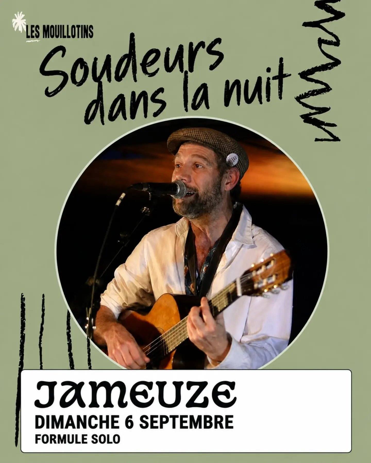 Jameuze plays solo at Les Soudeurs dans la nuit, in Changé