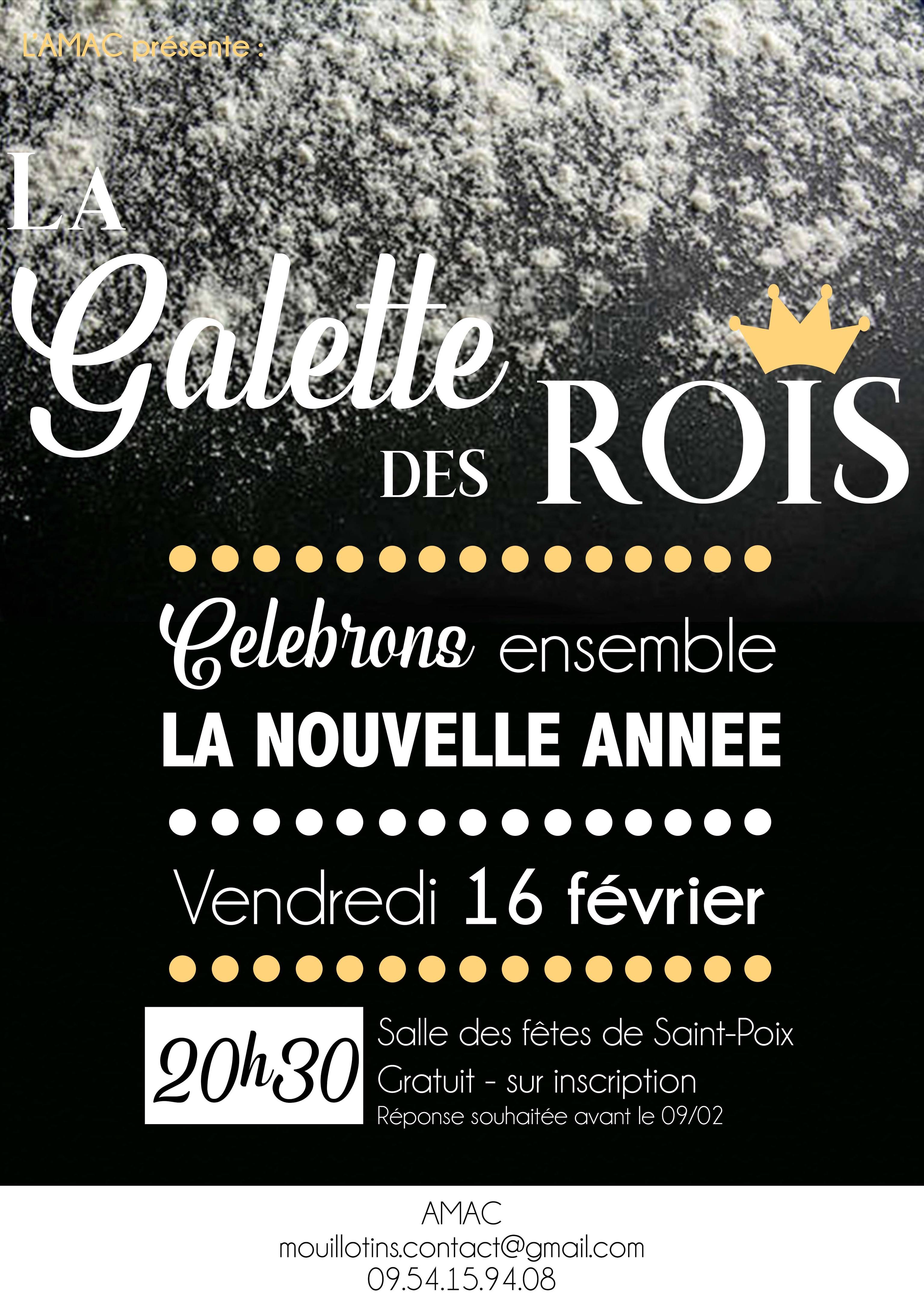 Affiche de la galette des rois de l'AMAC à Saint-Poix