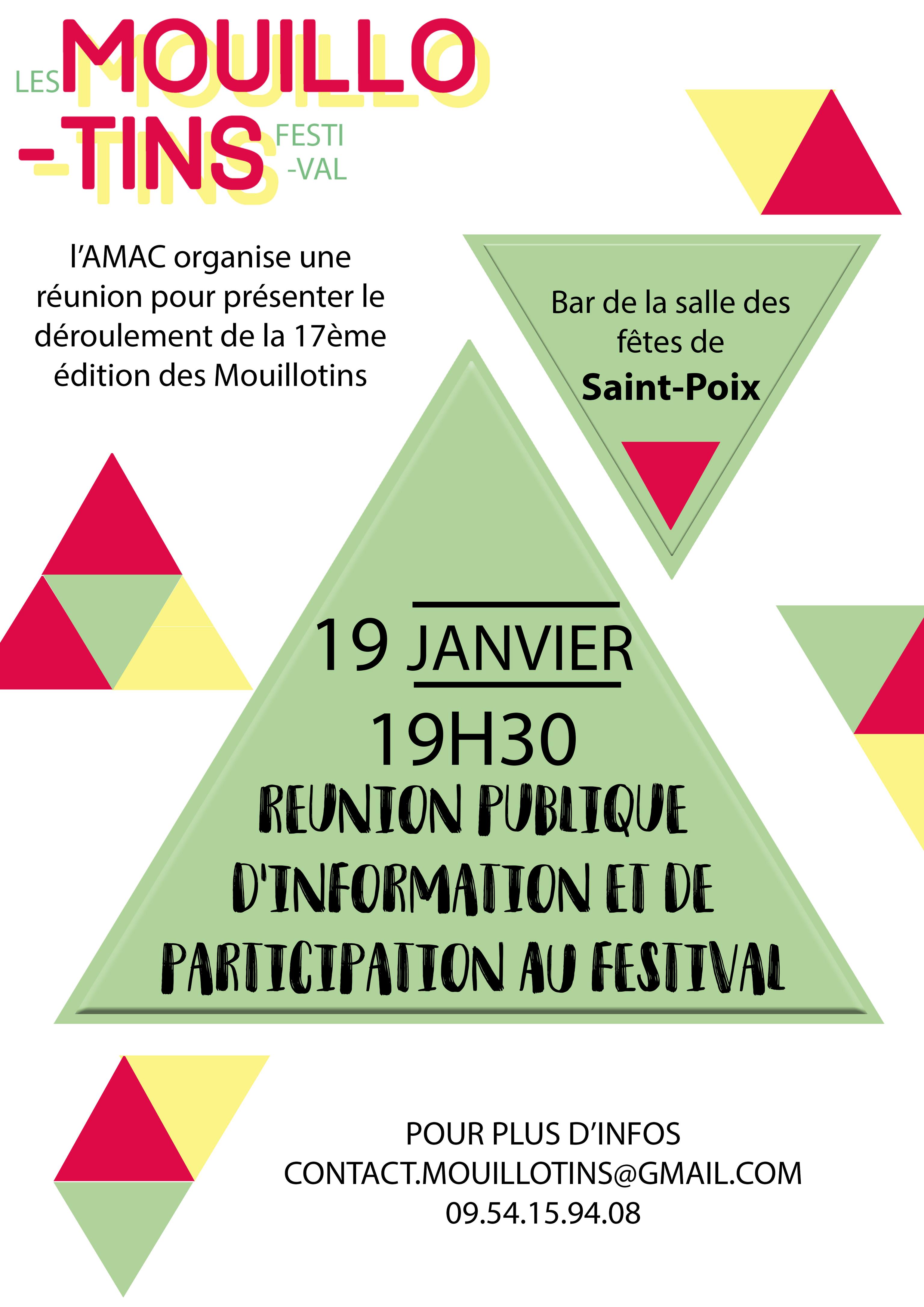 Poster for the public information meeting about the 17th edition of Les Mouillotins