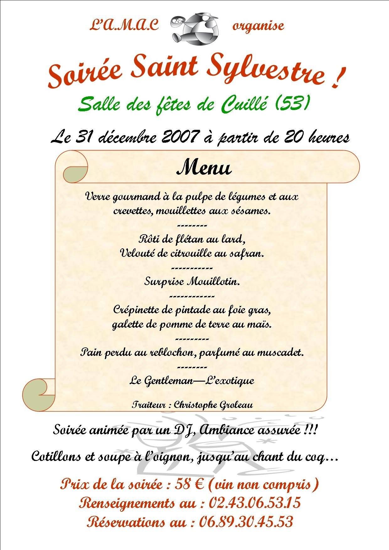 Affiche de la soirée Saint-Sylvestre 2007 de l'AMAC