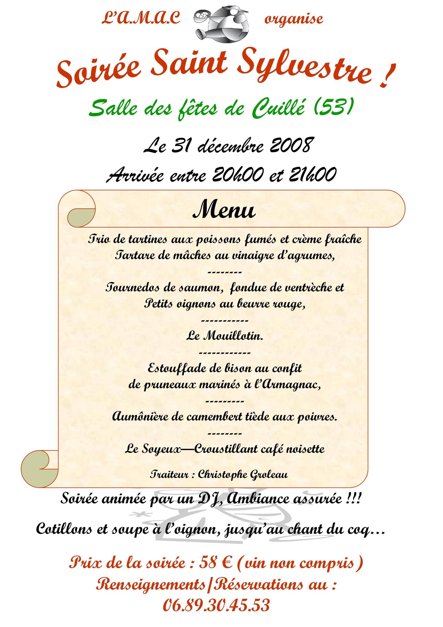Affiche de la soirée Saint-Sylvestre 2008 de l'AMAC