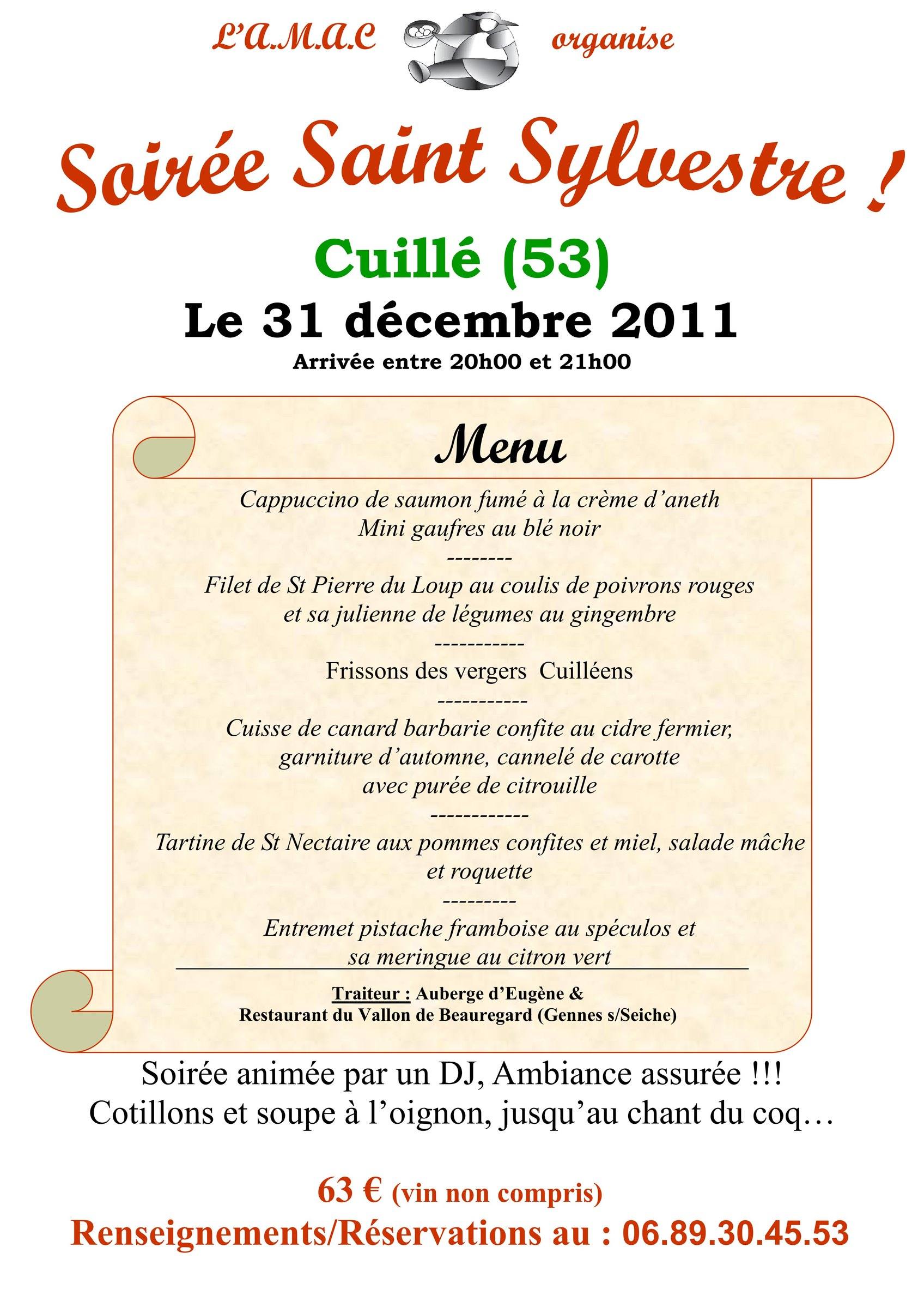 Affiche de la soirée Saint-Sylvestre 2011 de l'AMAC
