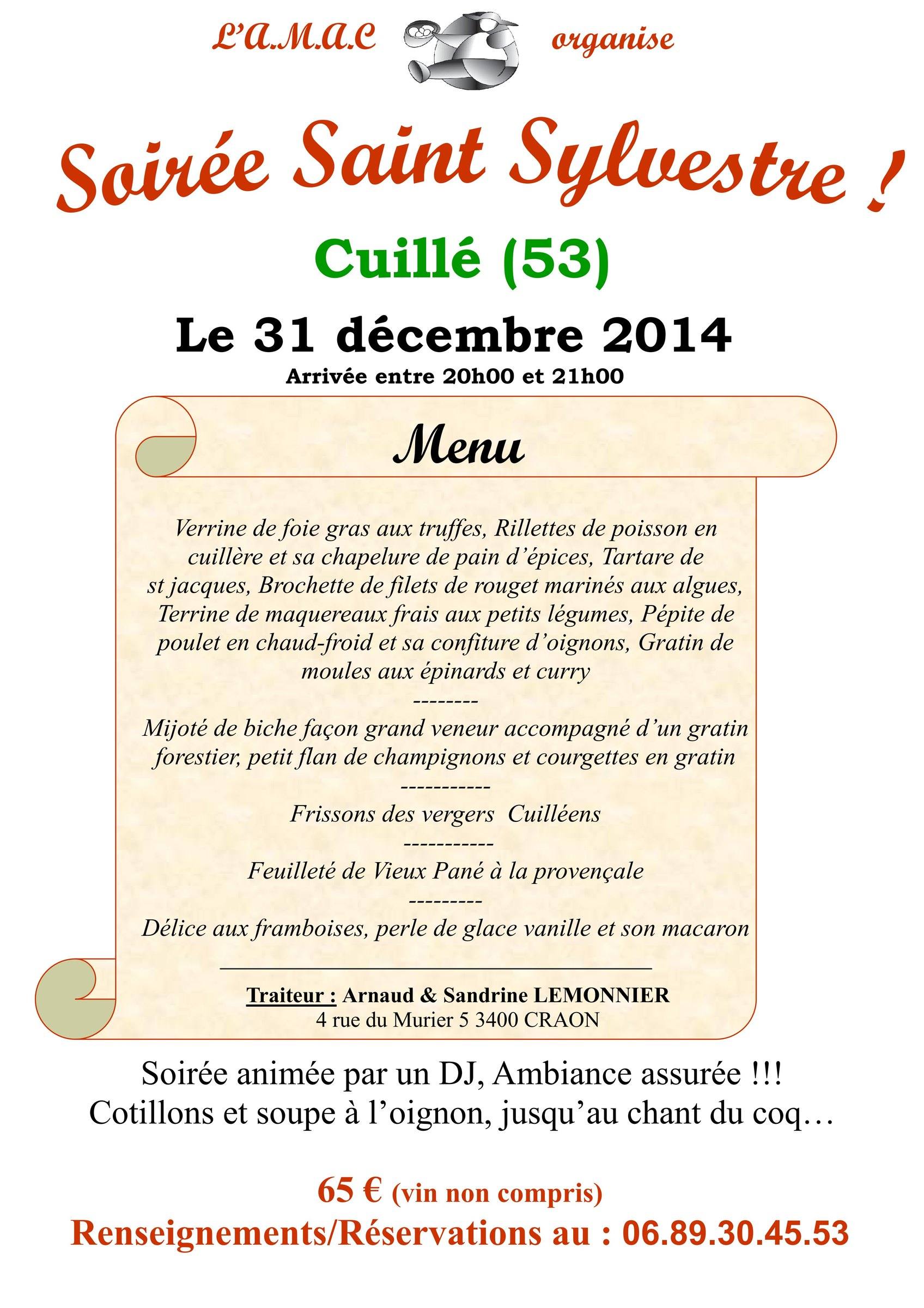 Affiche de la soirée Saint-Sylvestre 2014 de l'AMAC