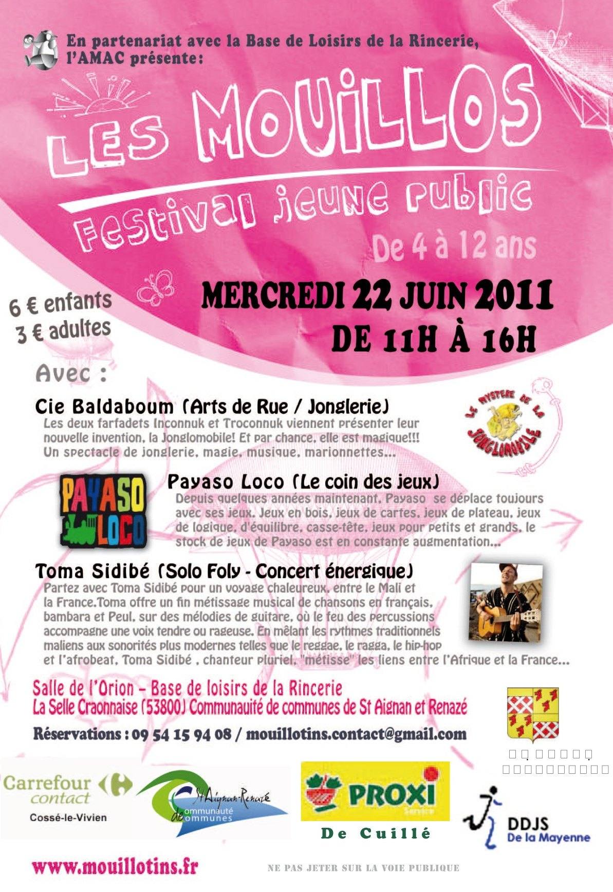 Affiche des Mouillos 2011, festival jeune public de l'AMAC