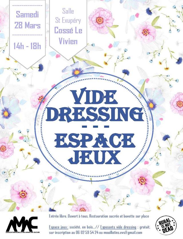 Poster for AMAC's clothes swap and games afternoon in Cossé-le-Vivien