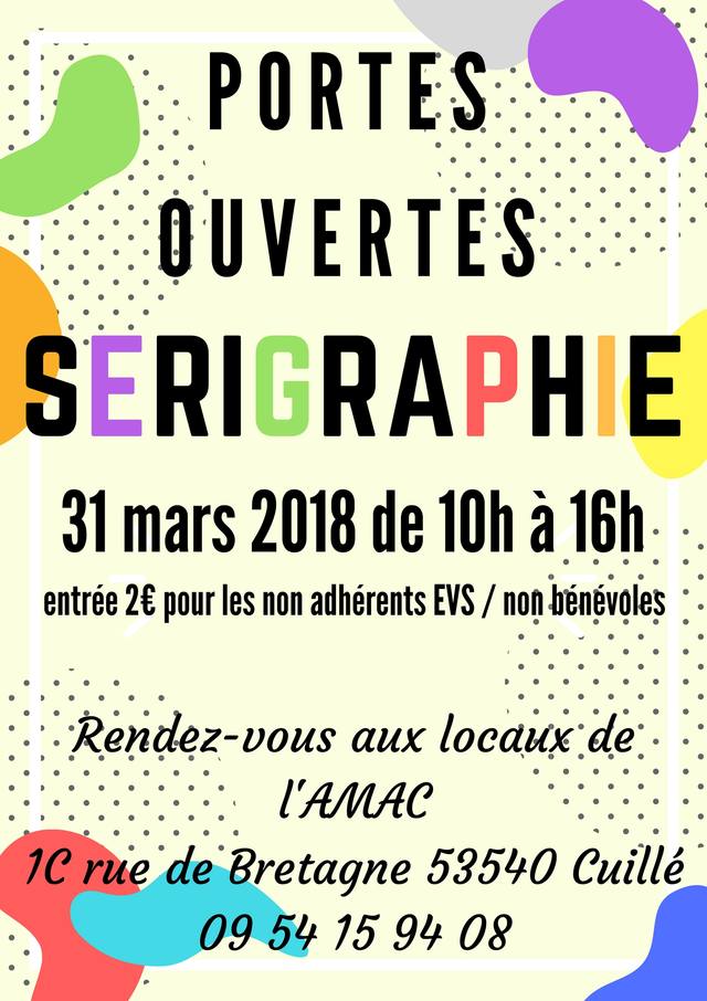 Poster for the open day at AMAC's screen printing workshop in Cuillé
