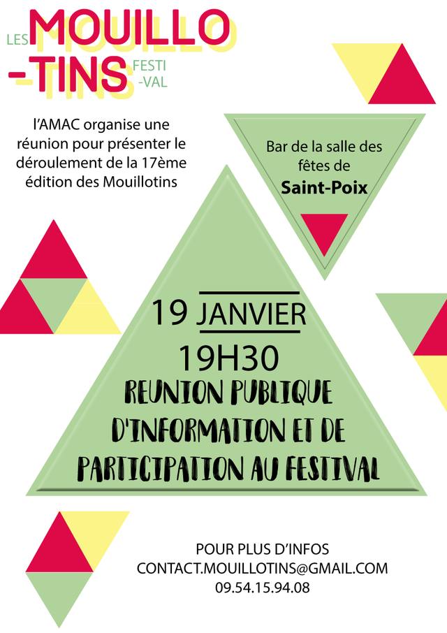 Poster for the public information meeting about the 17th edition of Les Mouillotins