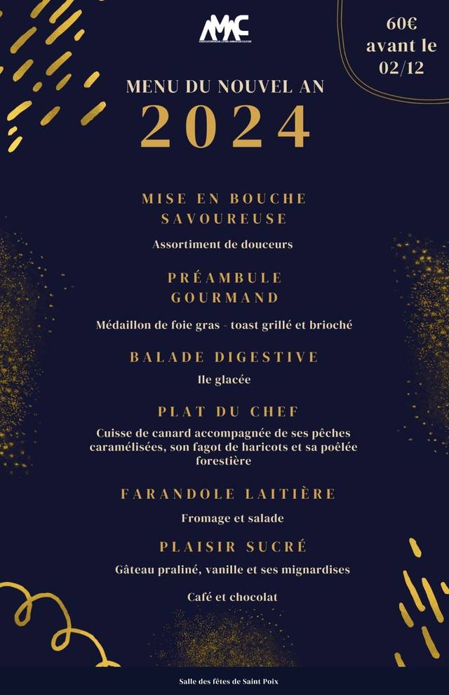 AMAC's New Year 2024 menu